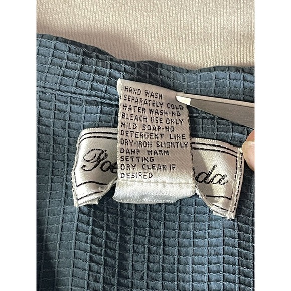 Poeta Moda Italy Mens Button Up Silk Blue Short Sleeve Shirt Sz Large - Picture 5 of 6